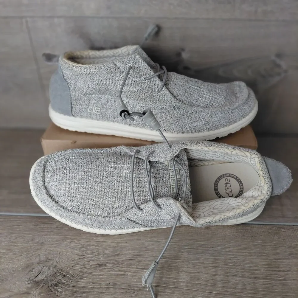 Hey Dude Shoes Mens Size 13 Conrad Tweed Gray Slip On Casual Loafers Sneakers